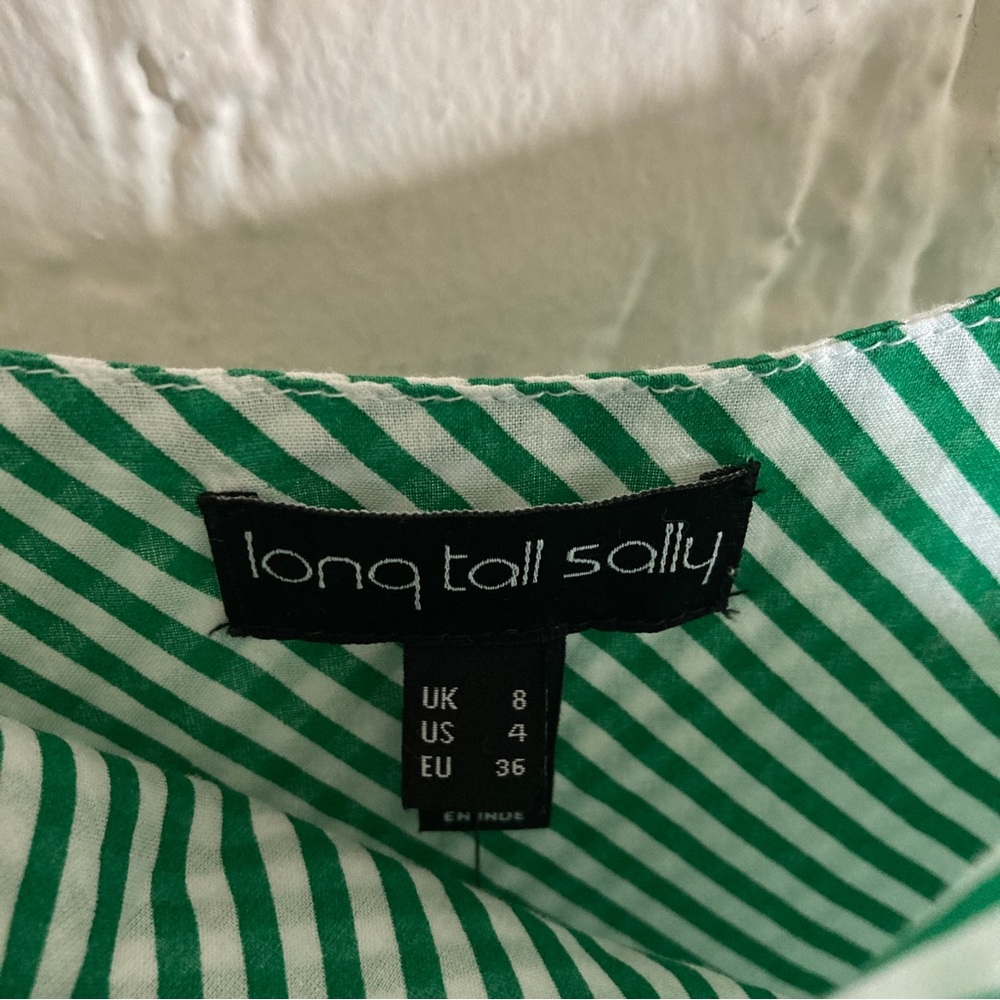 Long Tall Sally Green and White Striped Cotton Maxi Dress Size 4 Tall - Picture 3 of 11